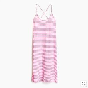 NWT J.Crew Strappy Pink & White Striped Midi Dress